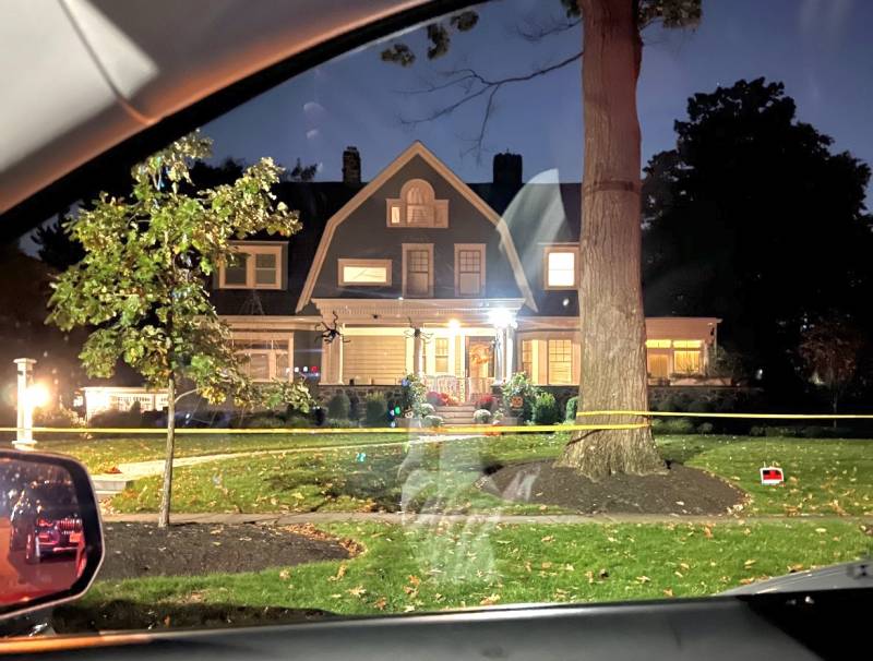The real "The Watcher" house on 657 Boulevard in Westfield, New Jersey with caution tape surrounding the home