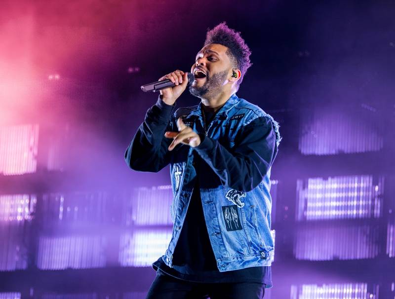 The Weeknd performing at one of his 2017-2018 tour concerts.