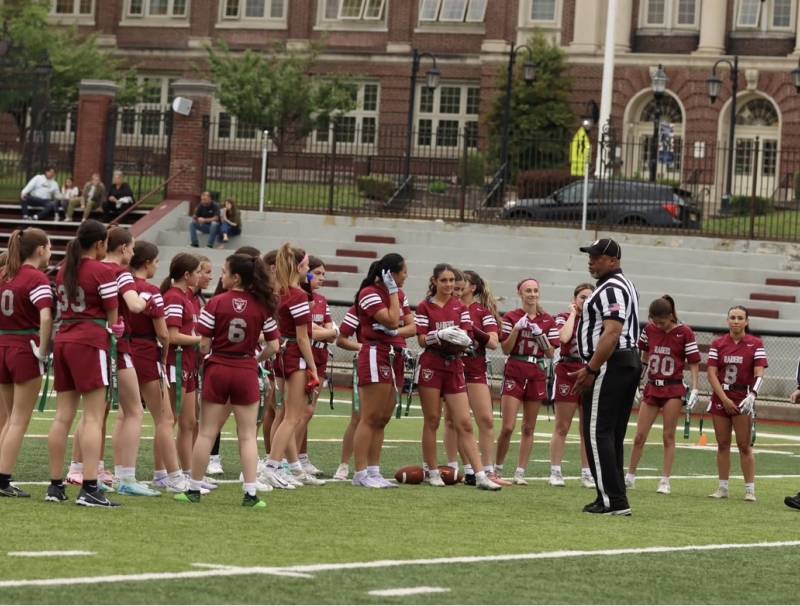 Flag football team on the Oval