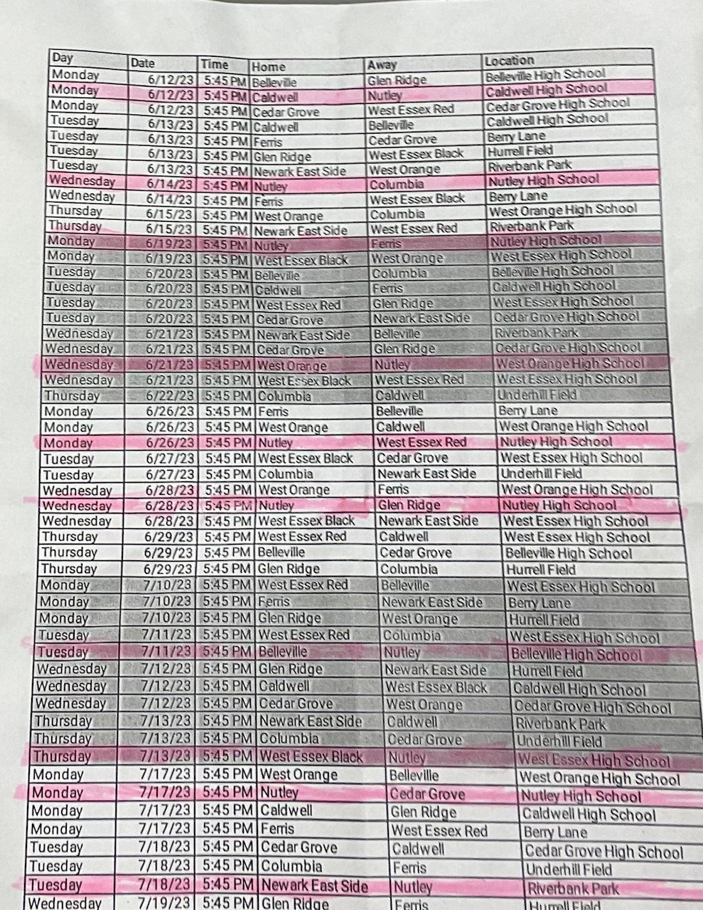 Copy Of Schedule