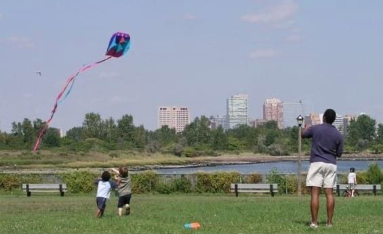 Fourth of July kite flying at the Liberty State Park