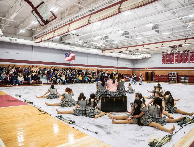 Members of the Winter Guard performing at their Friends and Family Show. Photo by Joseph Butz.