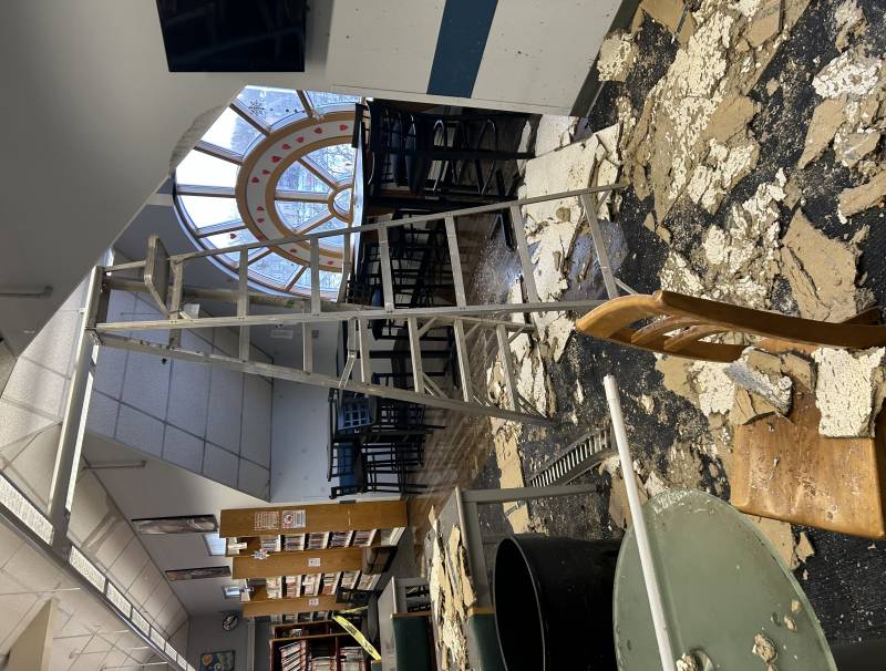 Water damage at the Library caused a temporary closing. Photo courtesy of Pat Ritacco.