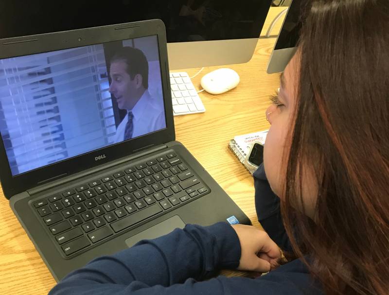 NHS Student Watching a Netflix Show