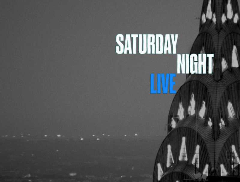 Picture of New York skyline saying "Saturday Night Live"