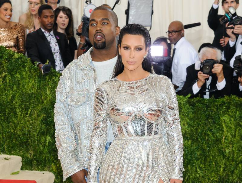 Kim Kardashian and Kanye West at the 2016 Vogue Met Gala.