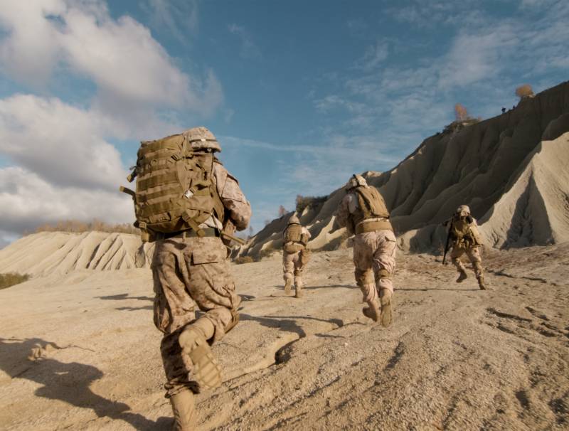 U.S troops in desert camouflage in Afghanistan  